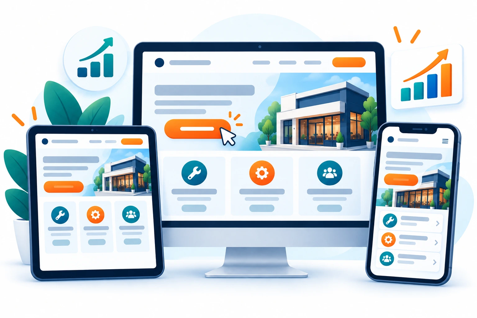 Responsive small business website shown on desktop and mobile